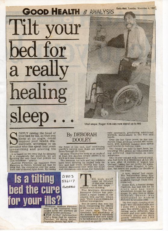 daily mail inclined bed therapy ms news article 1