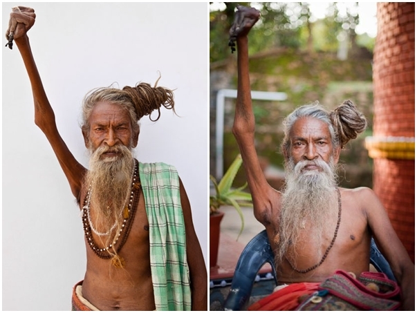 Sadhu Amar Bharati raised his hand 40 years ago and there it has remained ever since, withered and almost mumified by his action