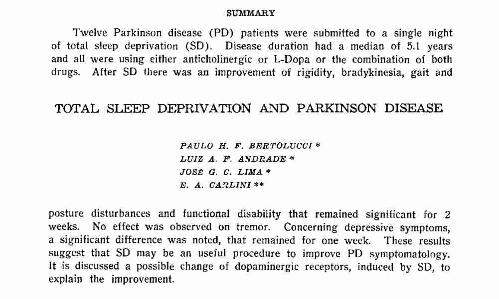 Parkinson's Disease Avoiding Flat Bed Rest Improves Motor Function, Gait and Mobility